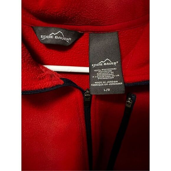 Eddie Bauer Men's Red Pullover Mock Turtle Neck Sweater Fleece Size Large L - Picture 3 of 3